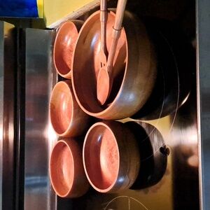 Mid Century Vintage Hellerware Wooden Bowl Set